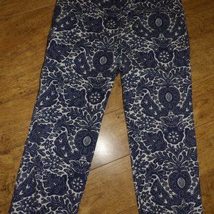 Land's End Blue & White Cotton Pants, 14